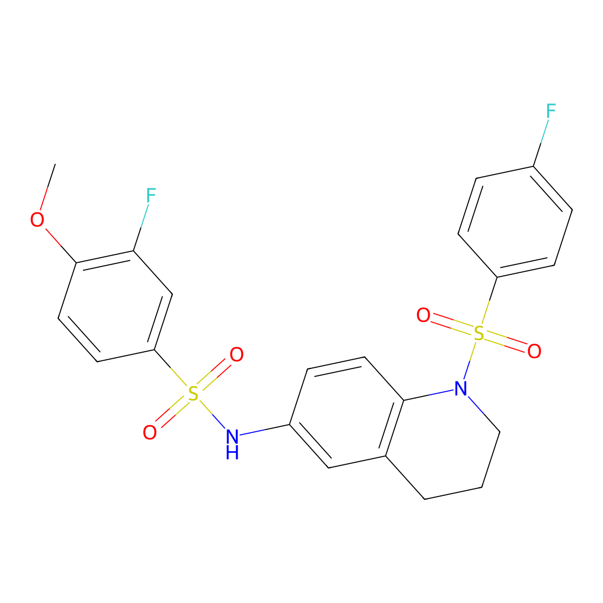 3-fluoro-N-(1-((4-fluorophenyl)sulfonyl)-1,2,3,4-tetrahydroquinolin-6-yl)-4-methoxybenzenesulfonamide molecular structure, CAS 1005300-71-9
