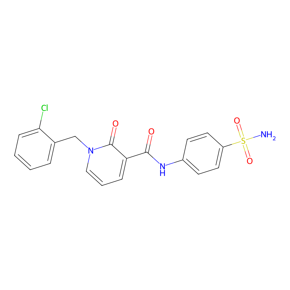 1-(2-chlorobenzyl)-2-oxo-N-(4-sulfamoylphenyl)-1,2-dihydropyridine-3-carboxamide molecular structure, CAS 1005300-72-0
