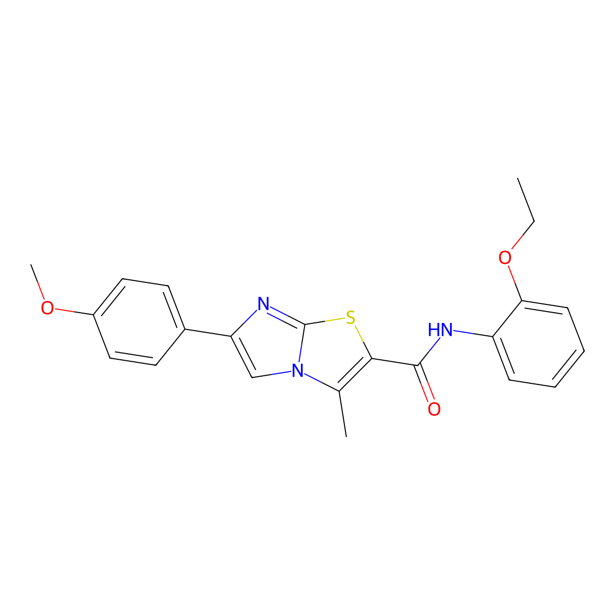 N-(2-ethoxyphenyl)-6-(4-methoxyphenyl)-3-methylimidazo[2,1-b]thiazole-2-carboxamide molecular structure, CAS 1005300-73-1