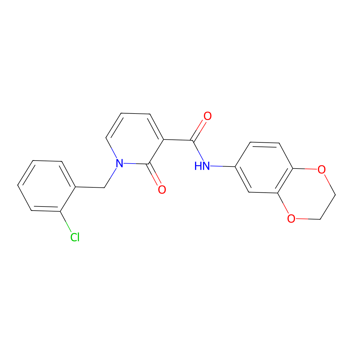 1-(2-chlorobenzyl)-N-(2,3-dihydro-1,4-benzodioxin-6-yl)-2-oxo-1,2-dihydropyridine-3-carboxamide molecular structure, CAS 1005300-75-3