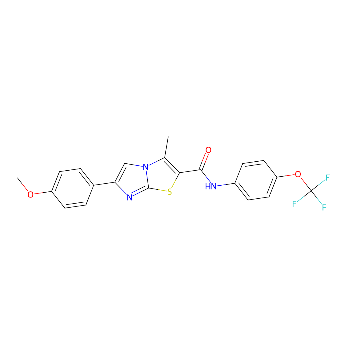 6-(4-methoxyphenyl)-3-methyl-N-(4-(trifluoromethoxy)phenyl)imidazo[2,1-b]thiazole-2-carboxamide molecular structure, CAS 1005300-76-4