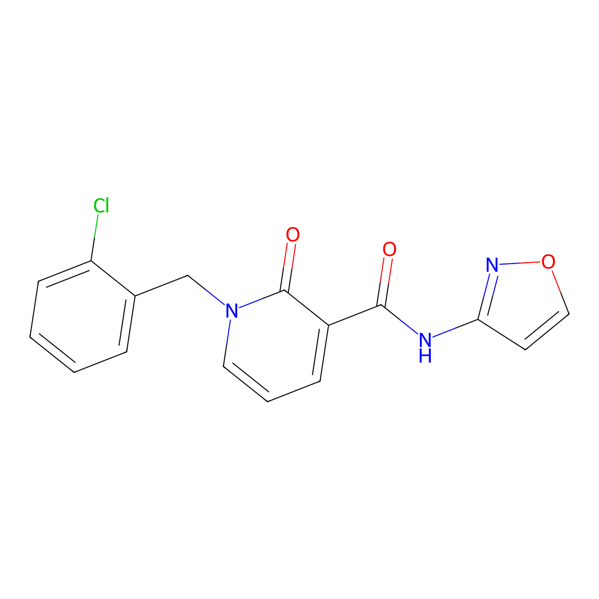 1-(2-chlorobenzyl)-N-(isoxazol-3-yl)-2-oxo-1,2-dihydropyridine-3-carboxamide molecular structure, CAS 1005300-78-6