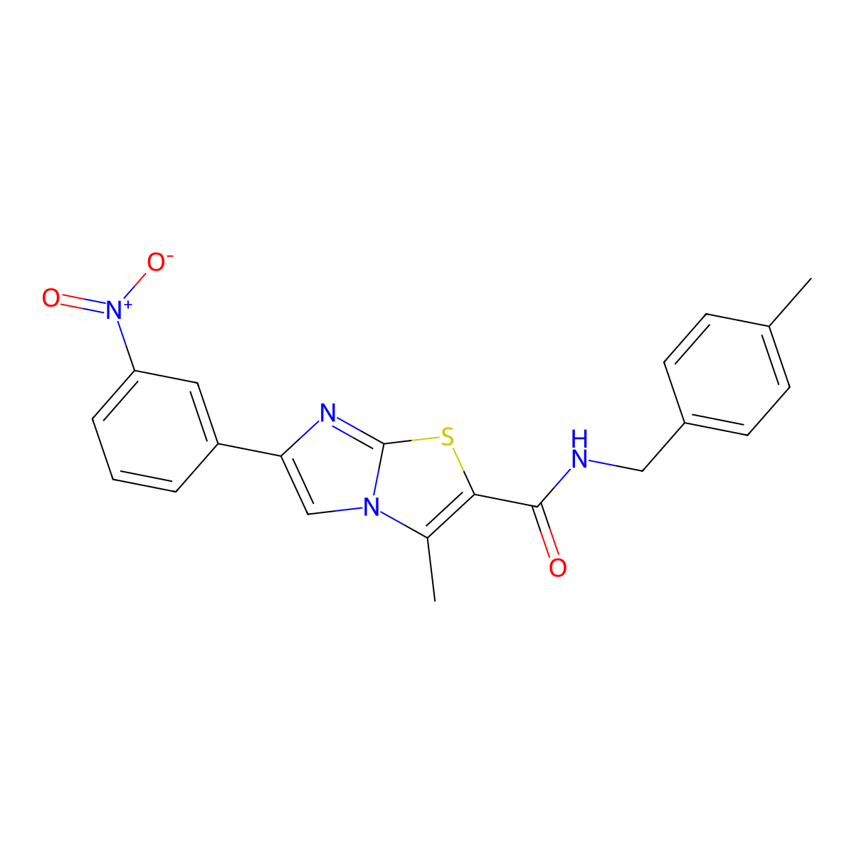 3-methyl-N-(4-methylbenzyl)-6-(3-nitrophenyl)imidazo[2,1-b]thiazole-2-carboxamide molecular structure, CAS 1005300-83-3