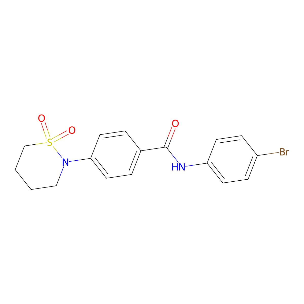 N-(4-bromophenyl)-4-(1,1-dioxido-1,2-thiazinan-2-yl)benzamide molecular structure, CAS 1005300-85-5