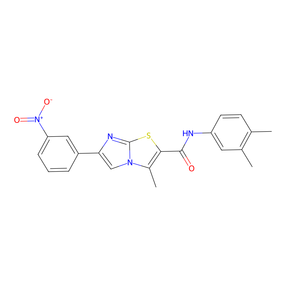 N-(3,4-dimethylphenyl)-3-methyl-6-(3-nitrophenyl)imidazo[2,1-b][1,3]thiazole-2-carboxamide molecular structure, CAS 1005300-87-7