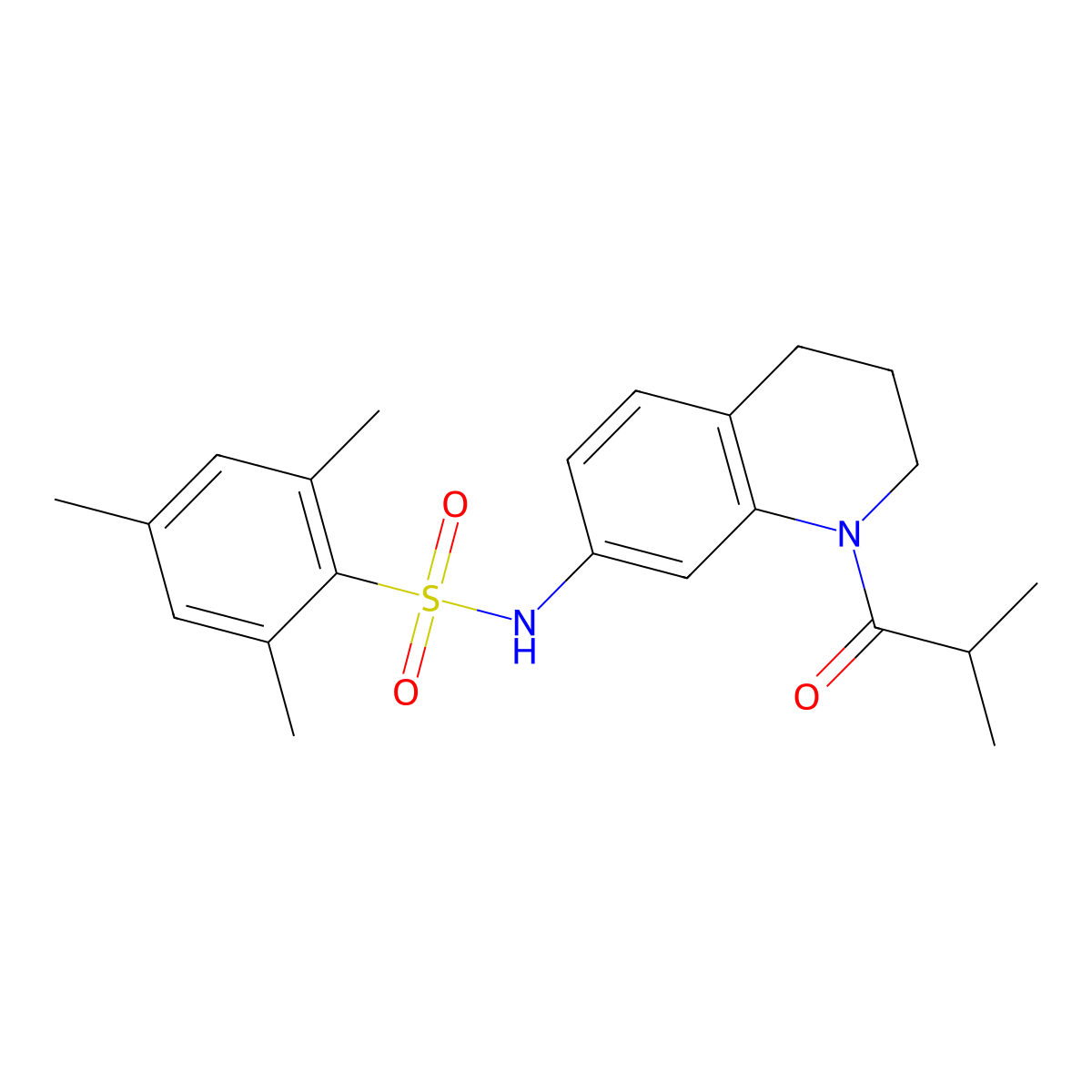 N-(1-isobutyryl-1,2,3,4-tetrahydroquinolin-7-yl)-2,4,6-trimethylbenzenesulfonamide molecular structure, CAS 1005300-88-8