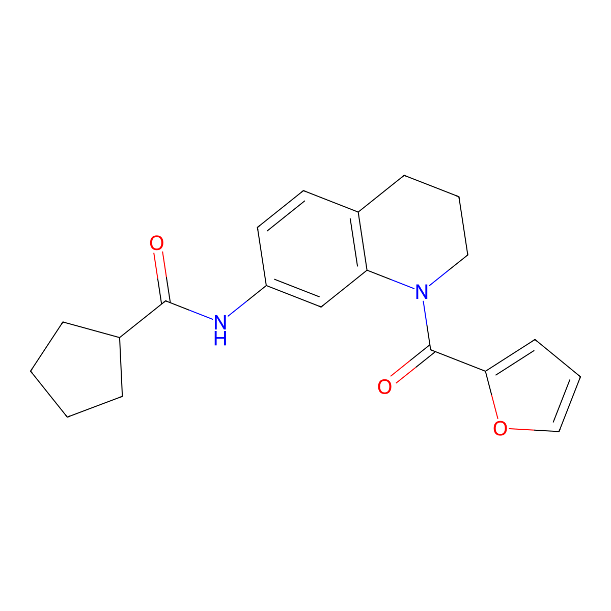 N-[1-(furan-2-carbonyl)-1,2,3,4-tetrahydroquinolin-7-yl]cyclopentanecarboxamide molecular structure, CAS 1005300-89-9