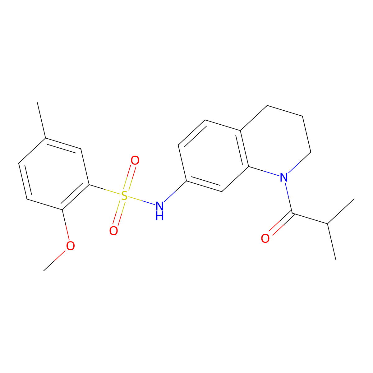 N-(1-isobutyryl-1,2,3,4-tetrahydroquinolin-7-yl)-2-methoxy-5-methylbenzenesulfonamide molecular structure, CAS 1005300-91-3