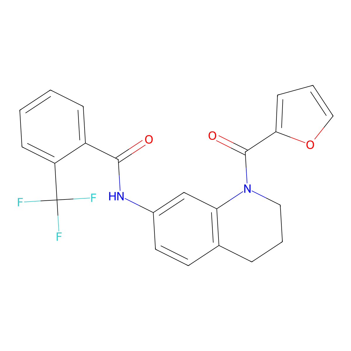 N-[1-(furan-2-carbonyl)-1,2,3,4-tetrahydroquinolin-7-yl]-2-(trifluoromethyl)benzamide molecular structure, CAS 1005300-92-4