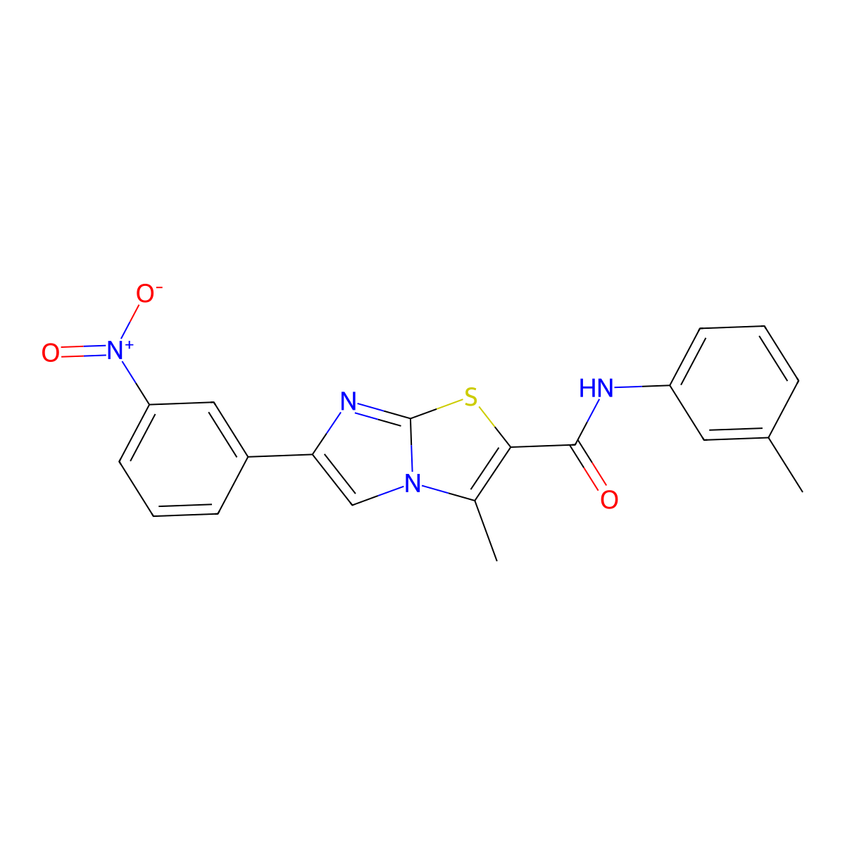 3-methyl-N-(3-methylphenyl)-6-(3-nitrophenyl)imidazo[2,1-b][1,3]thiazole-2-carboxamide molecular structure, CAS 1005300-93-5