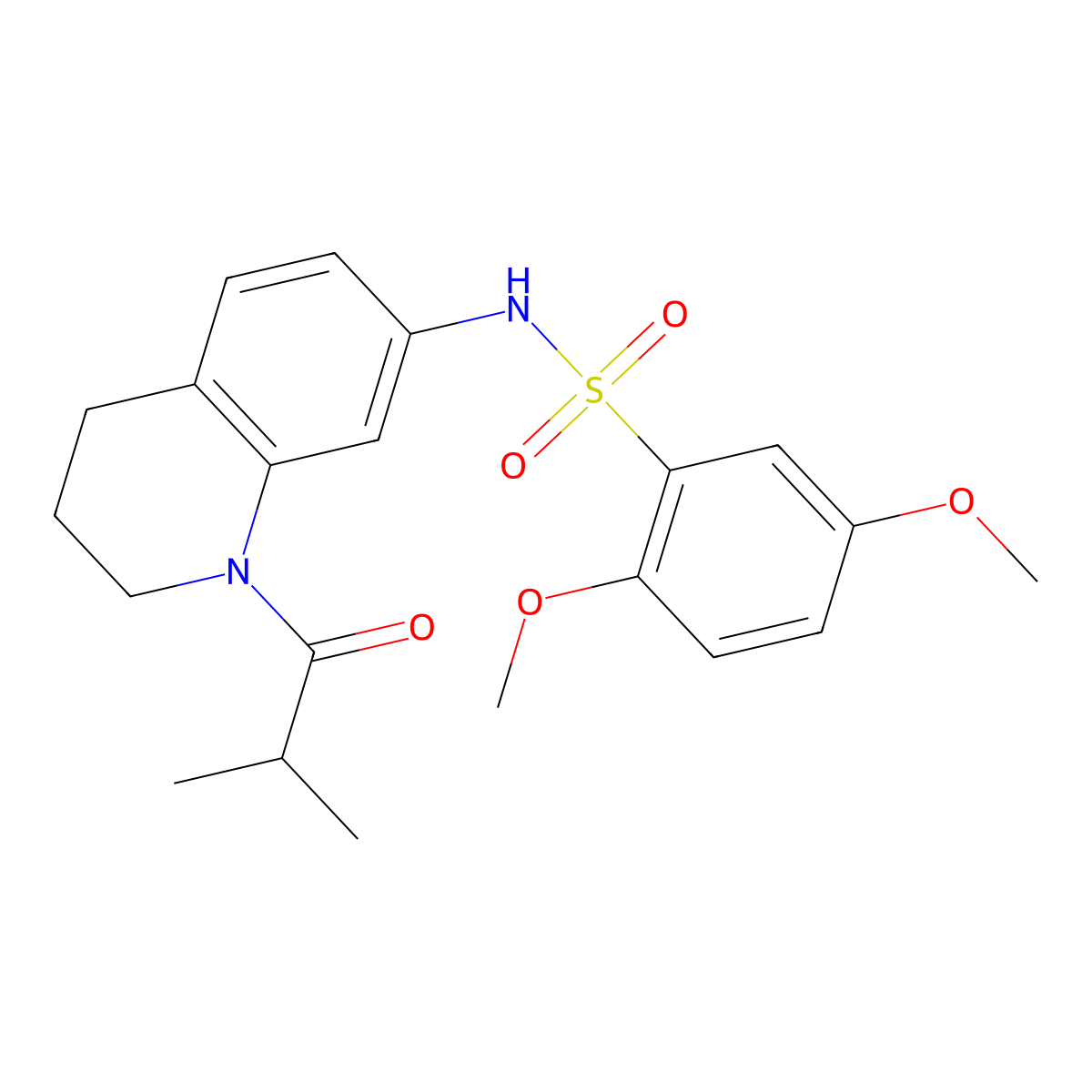 N-(1-isobutyryl-1,2,3,4-tetrahydroquinolin-7-yl)-2,5-dimethoxybenzenesulfonamide molecular structure, CAS 1005300-94-6