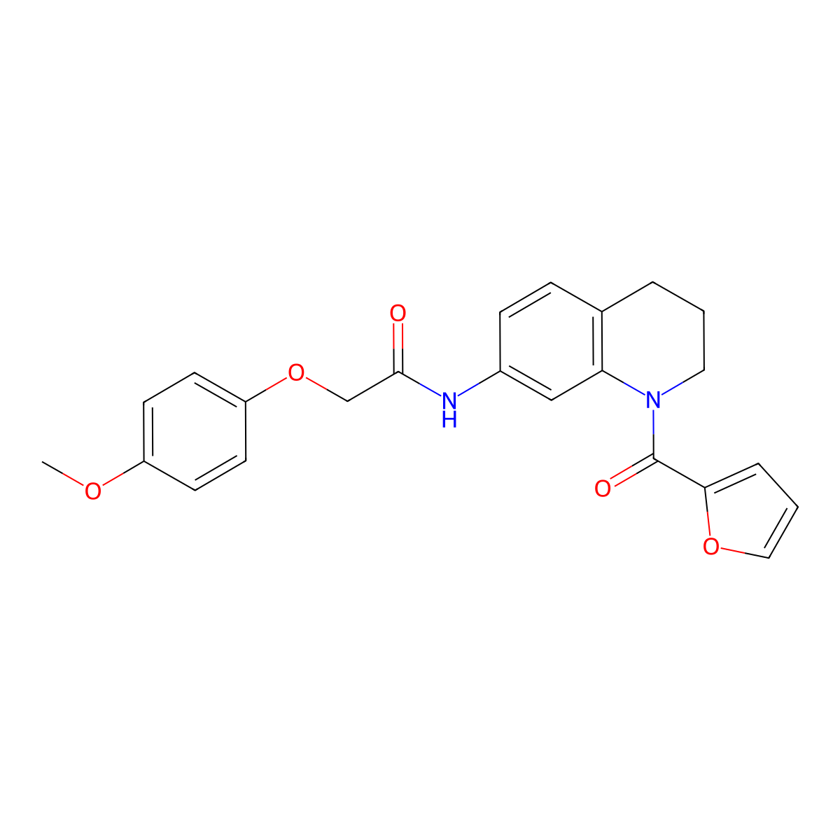 N-[1-(furan-2-carbonyl)-1,2,3,4-tetrahydroquinolin-7-yl]-2-(4-methoxyphenoxy)acetamide molecular structure, CAS 1005300-98-0