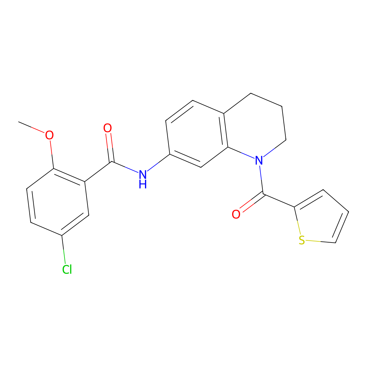 5-chloro-2-methoxy-N-[1-(thiophene-2-carbonyl)-1,2,3,4-tetrahydroquinolin-7-yl]benzamide molecular structure, CAS 1005301-01-8