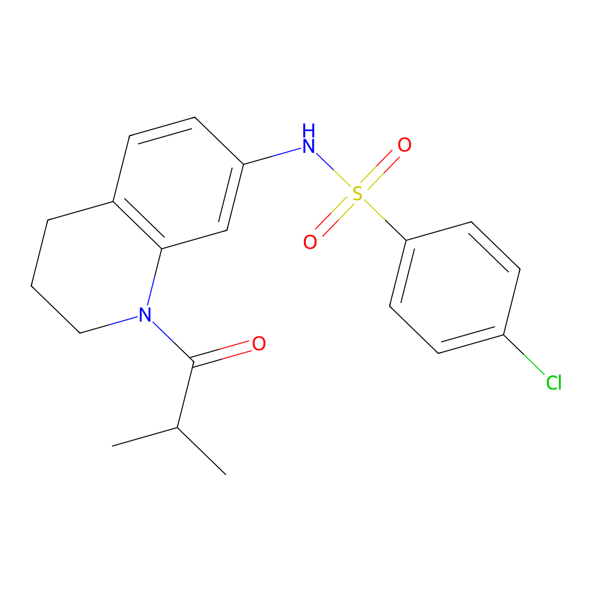 4-chloro-N-(1-isobutyryl-1,2,3,4-tetrahydroquinolin-7-yl)benzenesulfonamide molecular structure, CAS 1005301-03-0