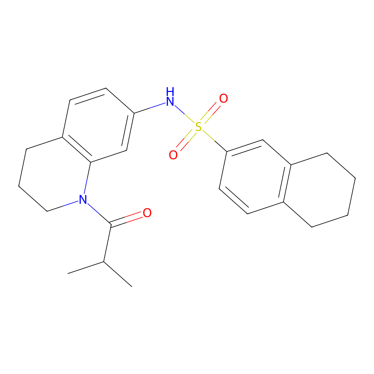 N-(1-isobutyryl-1,2,3,4-tetrahydroquinolin-7-yl)-5,6,7,8-tetrahydronaphthalene-2-sulfonamide molecular structure, CAS 1005301-05-2