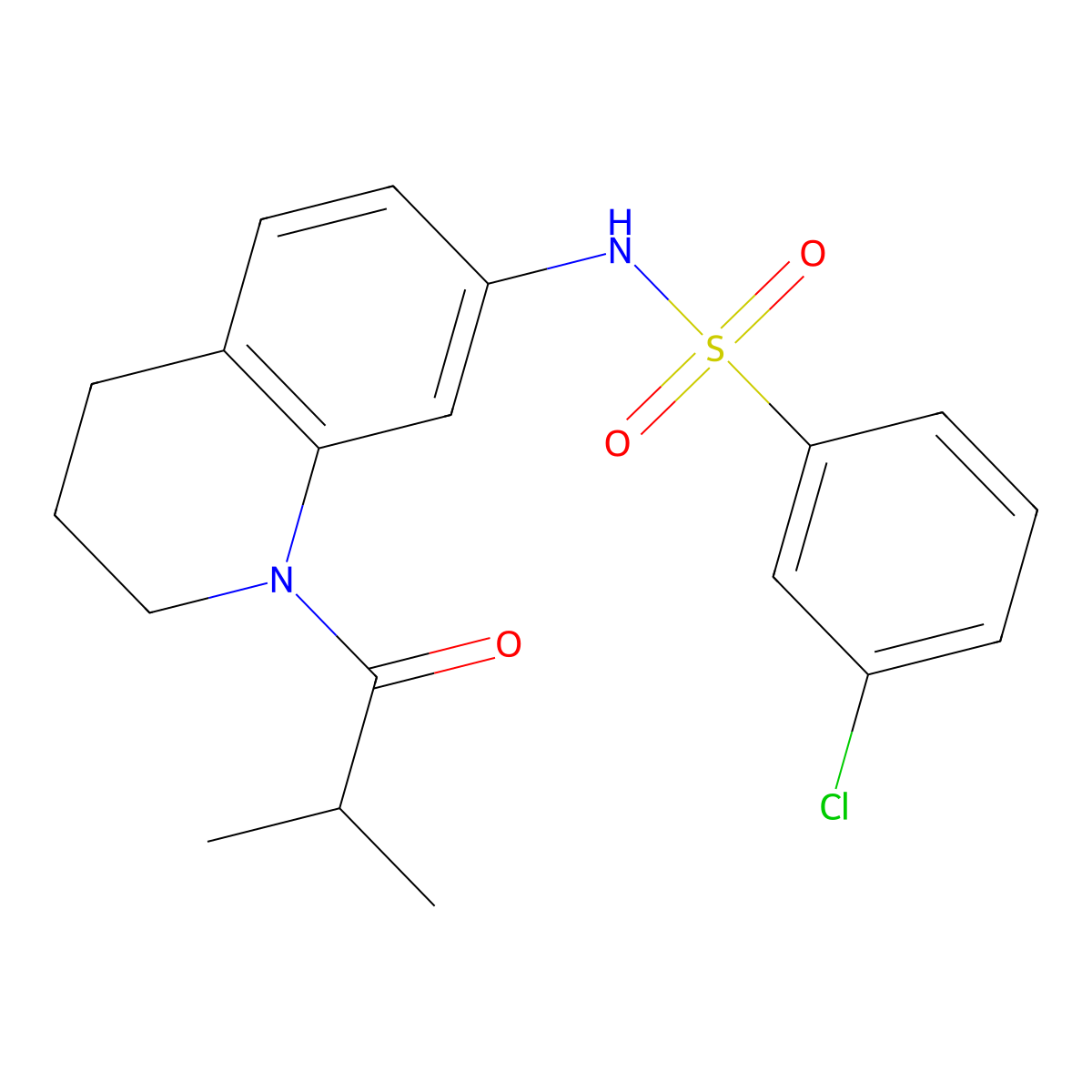 3-chloro-N-[1-(2-methylpropanoyl)-3,4-dihydro-2H-quinolin-7-yl]benzenesulfonamide molecular structure, CAS 1005301-11-0