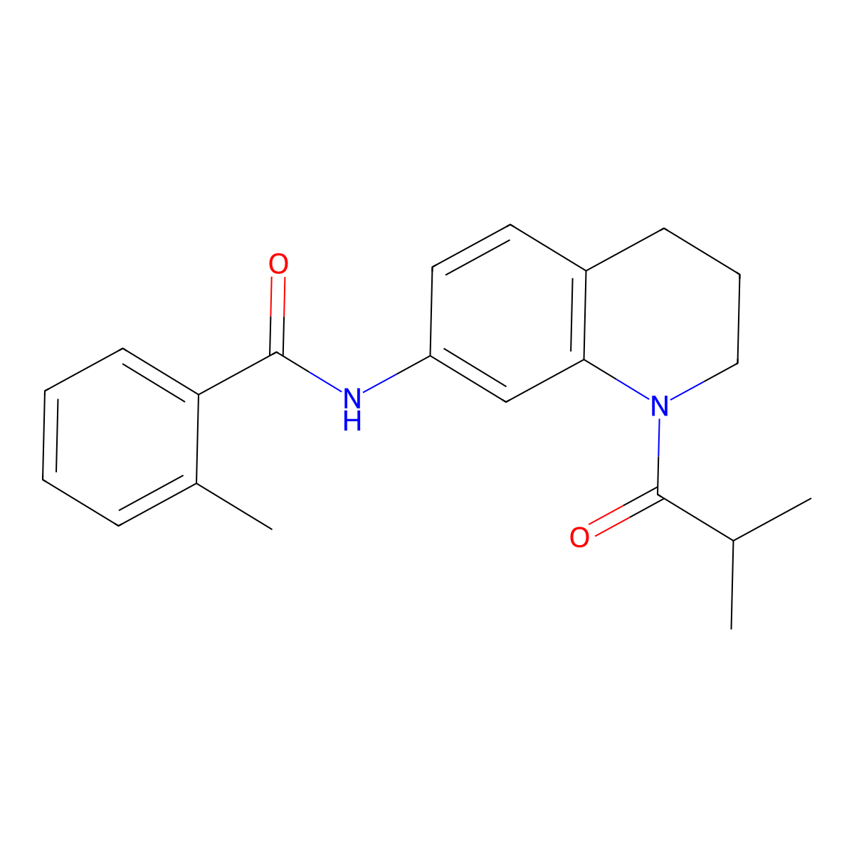 N-(1-isobutyryl-1,2,3,4-tetrahydroquinolin-7-yl)-2-methylbenzamide molecular structure, CAS 1005301-12-1
