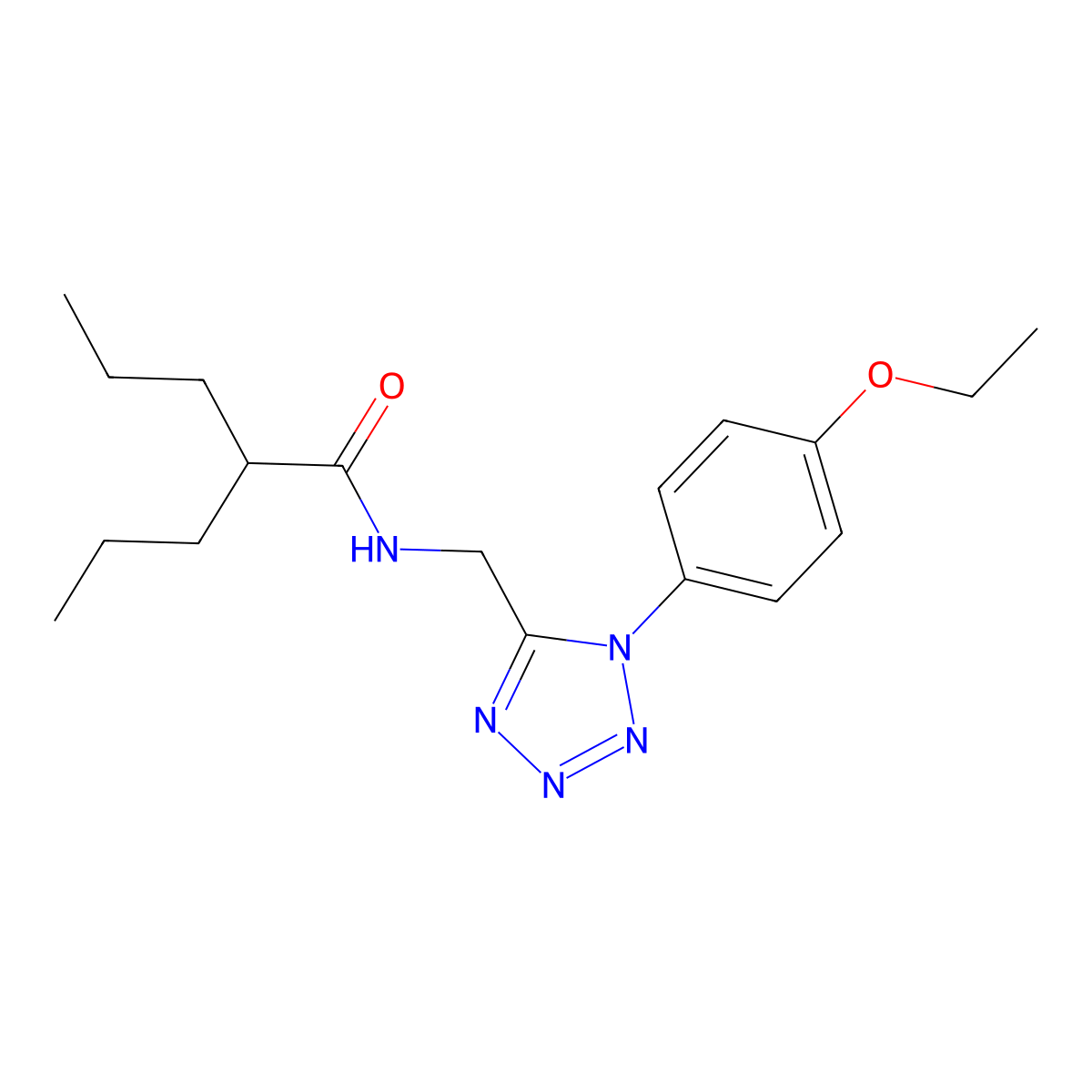 N-((1-(4-ethoxyphenyl)-1H-tetrazol-5-yl)methyl)-2-propylpentanamide molecular structure, CAS 1005301-13-2
