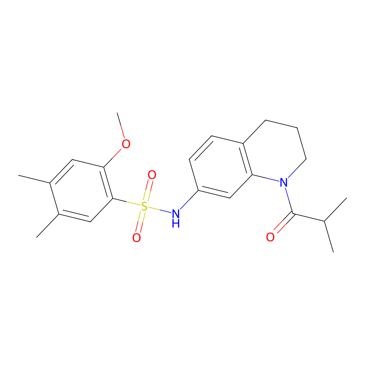 N-(1-isobutyryl-1,2,3,4-tetrahydroquinolin-7-yl)-2-methoxy-4,5-dimethylbenzenesulfonamide molecular structure, CAS 1005301-14-3