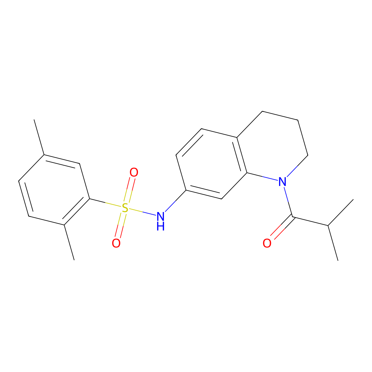 N-(1-isobutyryl-1,2,3,4-tetrahydroquinolin-7-yl)-2,5-dimethylbenzenesulfonamide molecular structure, CAS 1005301-17-6