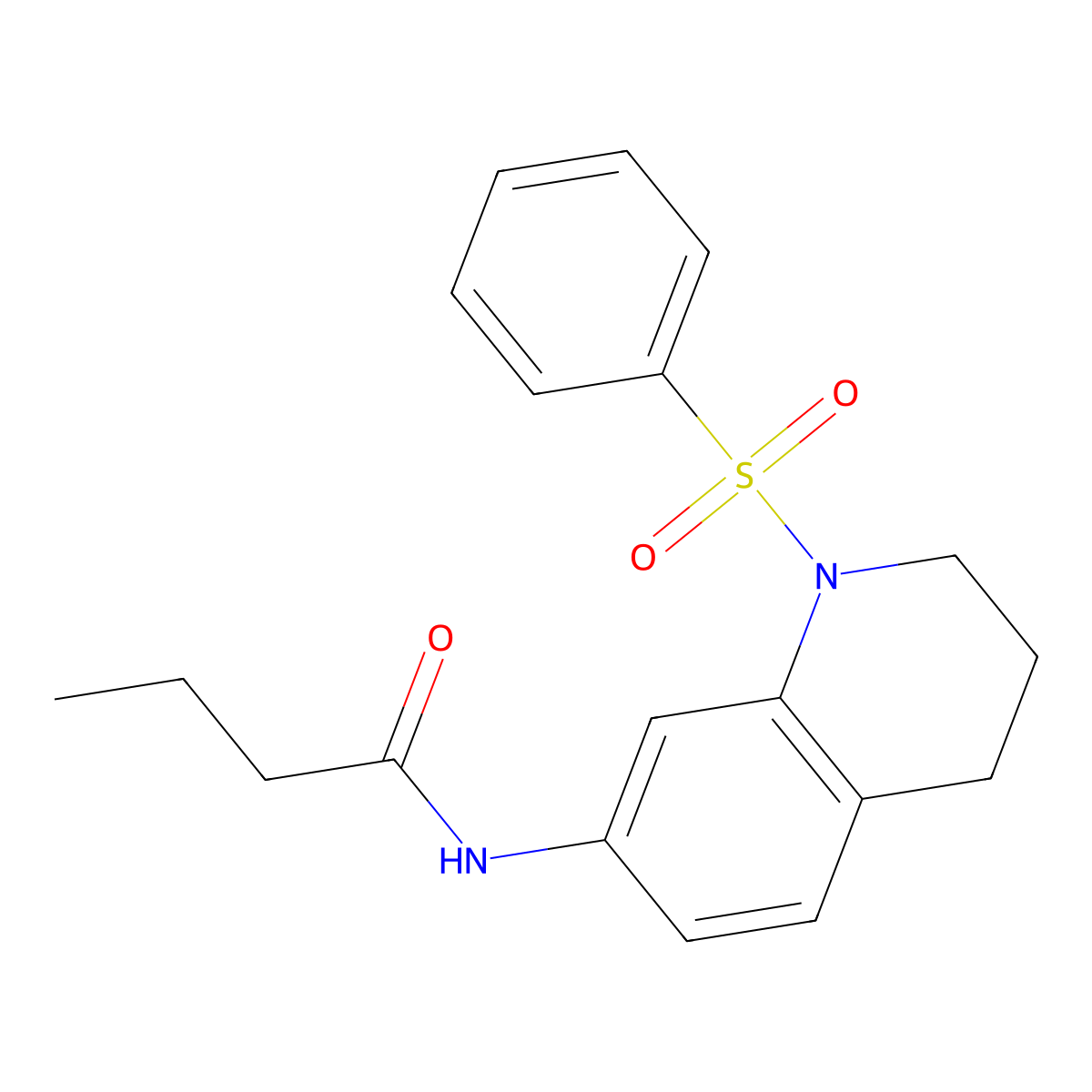N-[1-(benzenesulfonyl)-3,4-dihydro-2H-quinolin-7-yl]butanamide molecular structure, CAS 1005301-23-4