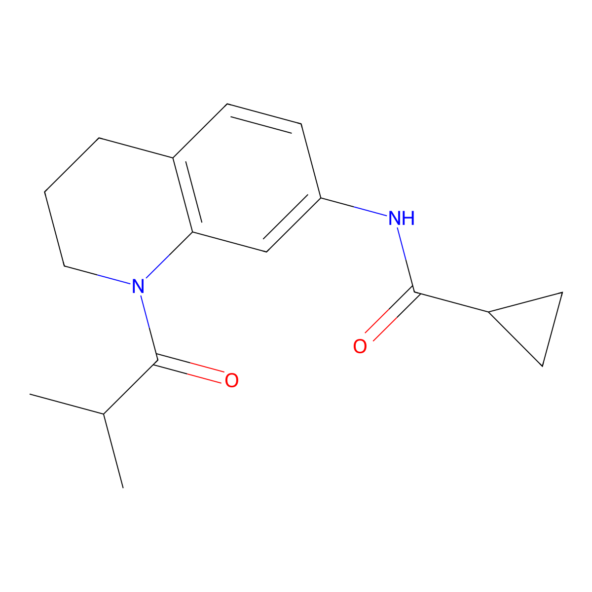 N-(1-isobutyryl-1,2,3,4-tetrahydroquinolin-7-yl)cyclopropanecarboxamide molecular structure, CAS 1005301-24-5