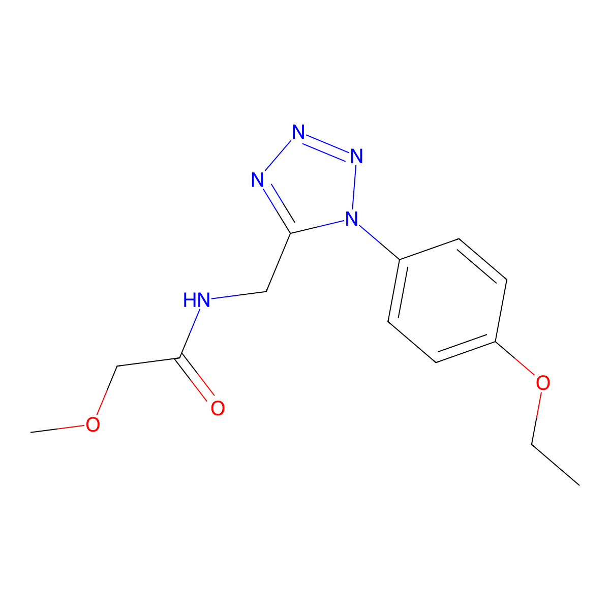 N-((1-(4-ethoxyphenyl)-1H-tetrazol-5-yl)methyl)-2-methoxyacetamide molecular structure, CAS 1005301-25-6