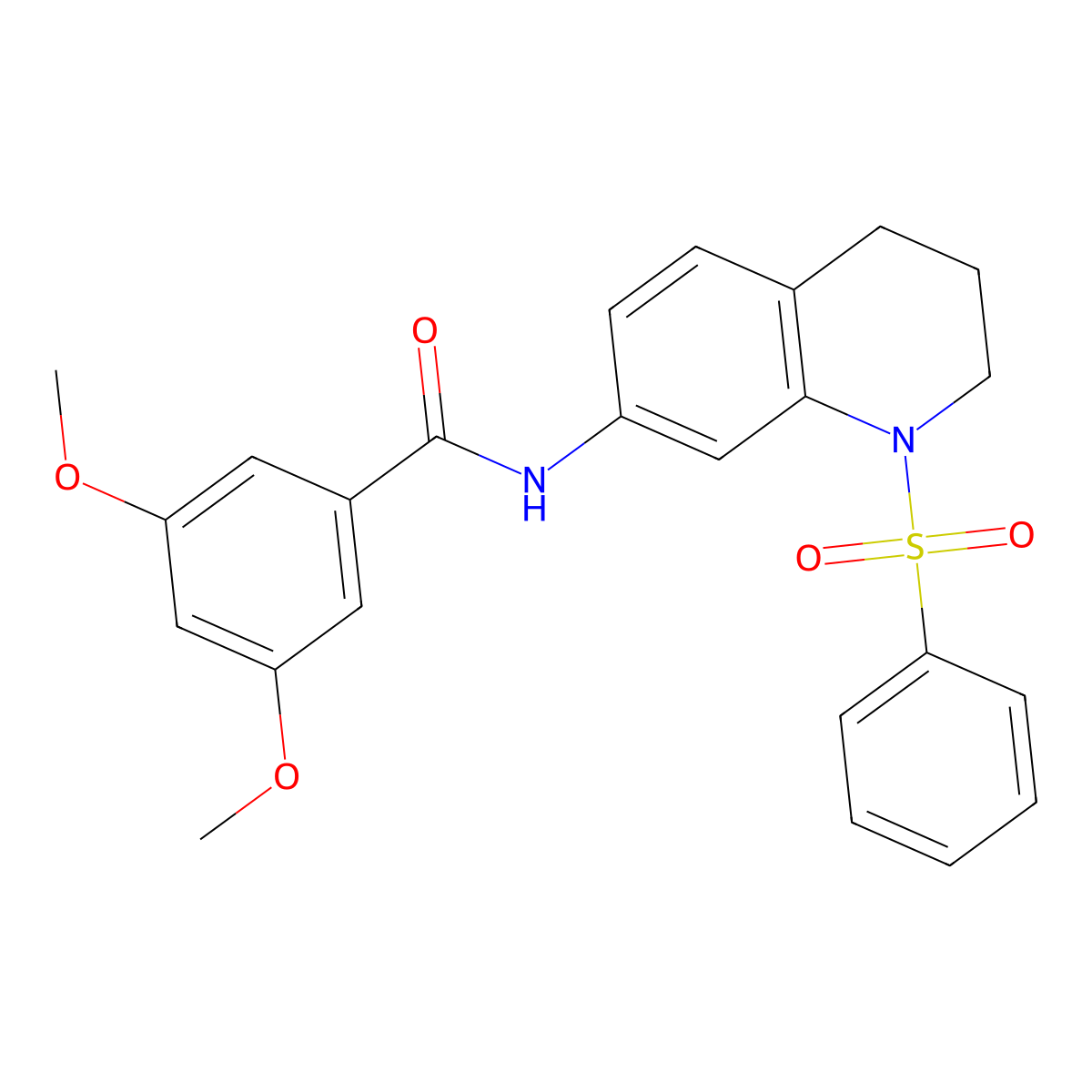 3,5-dimethoxy-N-(1-(phenylsulfonyl)-1,2,3,4-tetrahydroquinolin-7-yl)benzamide molecular structure, CAS 1005301-26-7