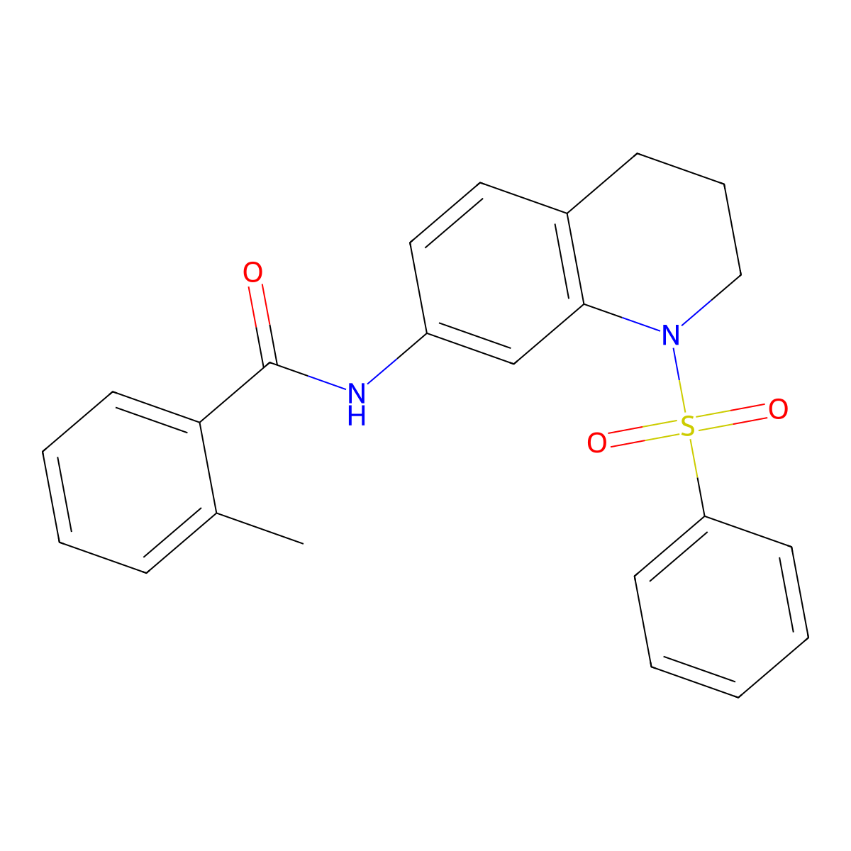N-[1-(benzenesulfonyl)-3,4-dihydro-2H-quinolin-7-yl]-2-methylbenzamide molecular structure, CAS 1005301-29-0