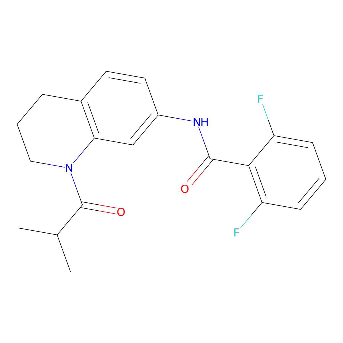 2,6-difluoro-N-(1-isobutyryl-1,2,3,4-tetrahydroquinolin-7-yl)benzamide molecular structure, CAS 1005301-30-3