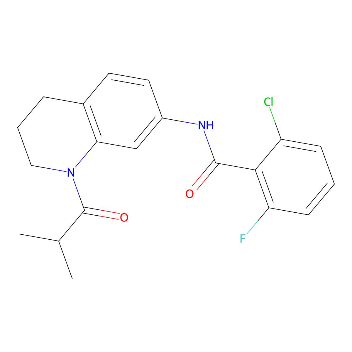 2-chloro-6-fluoro-N-(1-isobutyryl-1,2,3,4-tetrahydroquinolin-7-yl)benzamide molecular structure, CAS 1005301-32-5