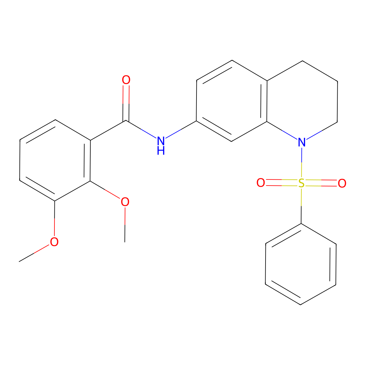 2,3-dimethoxy-N-(1-(phenylsulfonyl)-1,2,3,4-tetrahydroquinolin-7-yl)benzamide molecular structure, CAS 1005301-35-8
