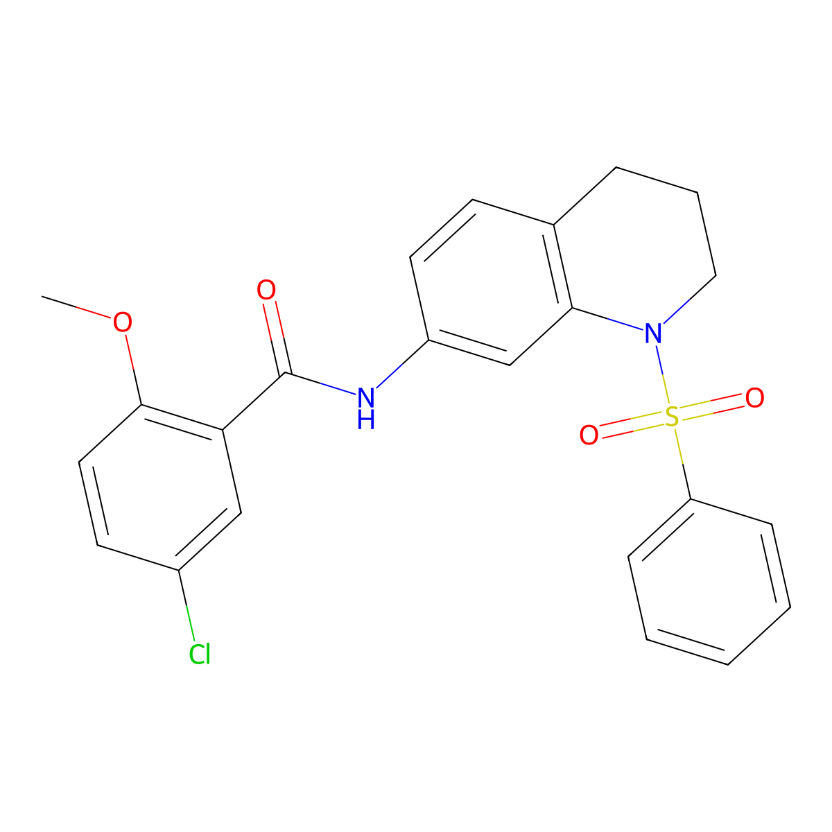 5-chloro-2-methoxy-N-(1-(phenylsulfonyl)-1,2,3,4-tetrahydroquinolin-7-yl)benzamide molecular structure, CAS 1005301-37-0