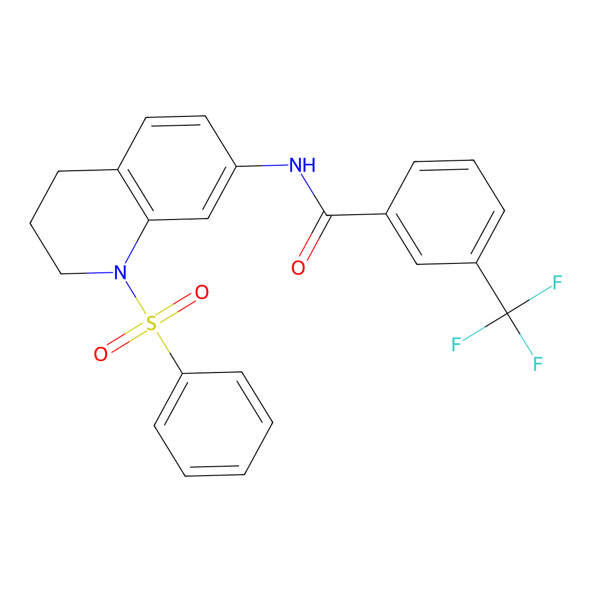 N-(1-(phenylsulfonyl)-1,2,3,4-tetrahydroquinolin-7-yl)-3-(trifluoromethyl)benzamide molecular structure, CAS 1005301-43-8