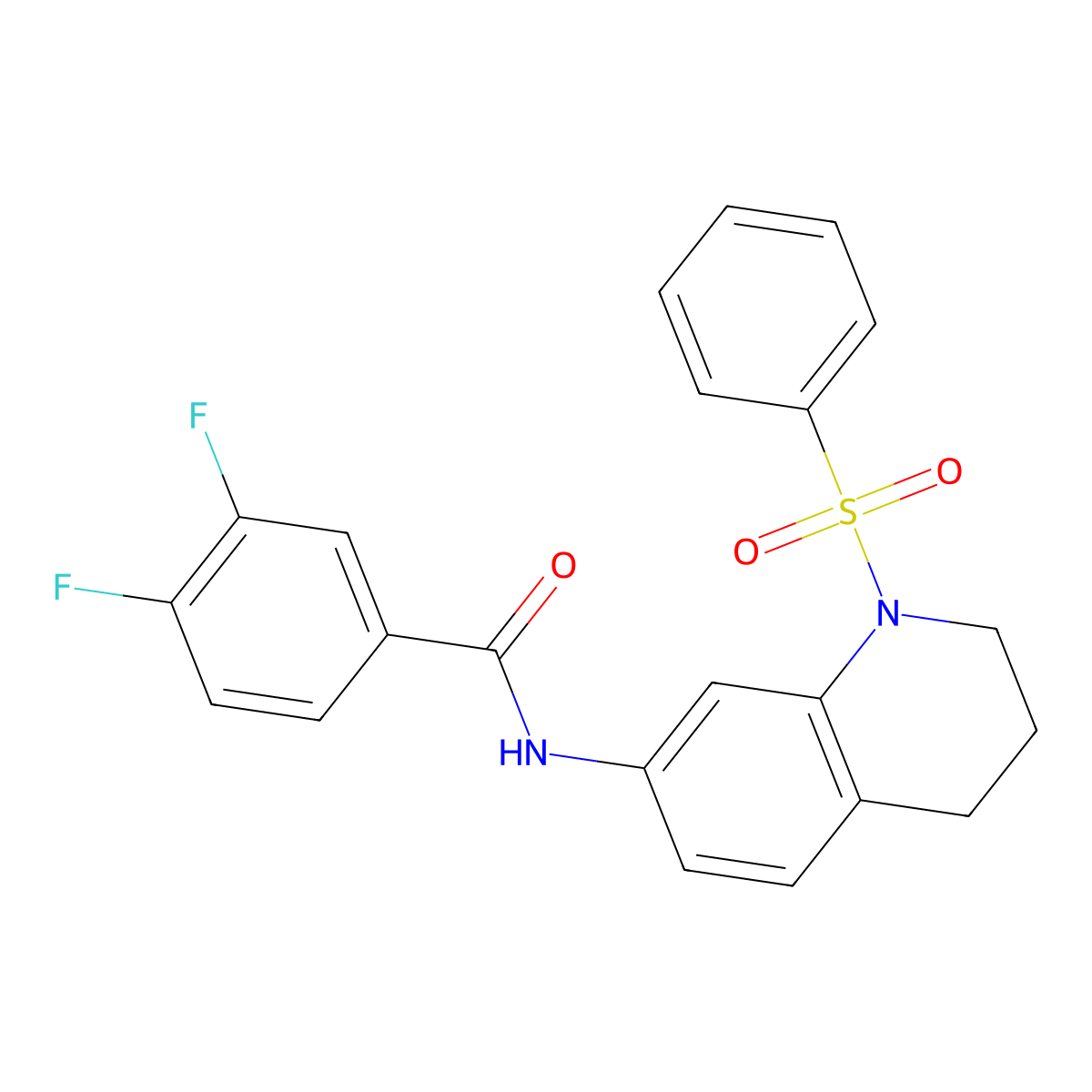 3,4-difluoro-N-(1-(phenylsulfonyl)-1,2,3,4-tetrahydroquinolin-7-yl)benzamide molecular structure, CAS 1005301-45-0