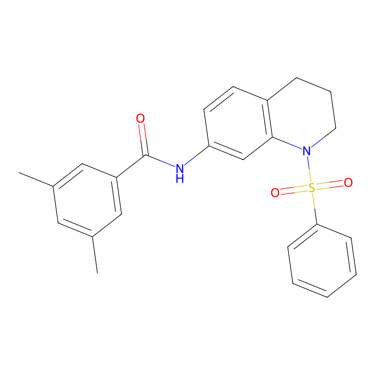 N-[1-(benzenesulfonyl)-3,4-dihydro-2H-quinolin-7-yl]-3,5-dimethylbenzamide molecular structure, CAS 1005301-47-2
