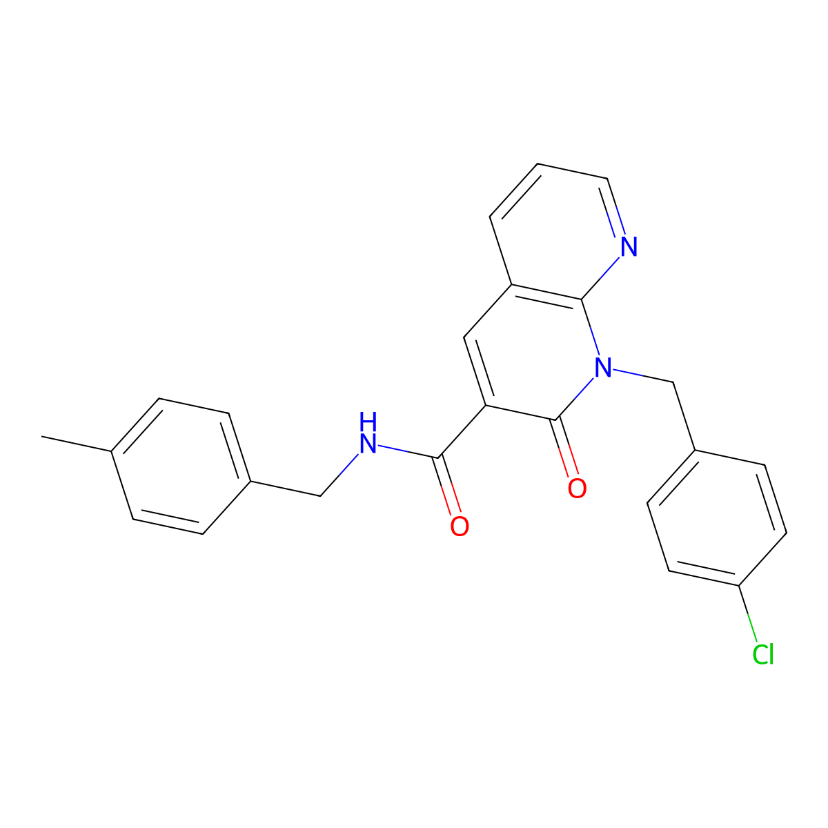 1-(4-chlorobenzyl)-N-(4-methylbenzyl)-2-oxo-1,2-dihydro-1,8-naphthyridine-3-carboxamide molecular structure, CAS 1005301-52-9