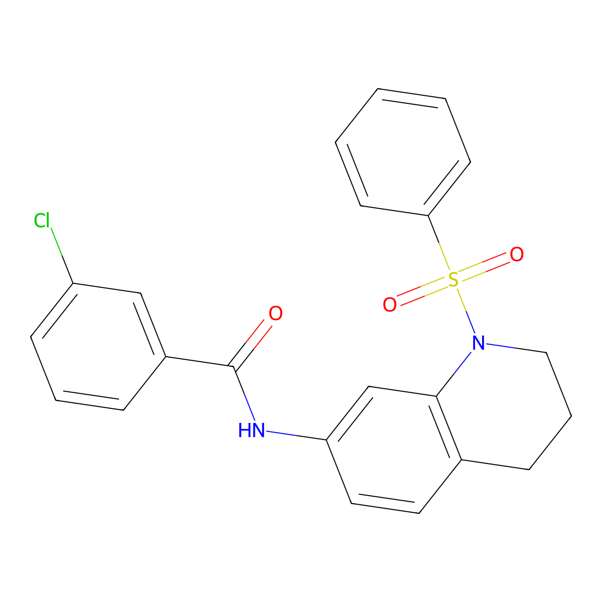 3-chloro-N-(1-(phenylsulfonyl)-1,2,3,4-tetrahydroquinolin-7-yl)benzamide molecular structure, CAS 1005301-53-0