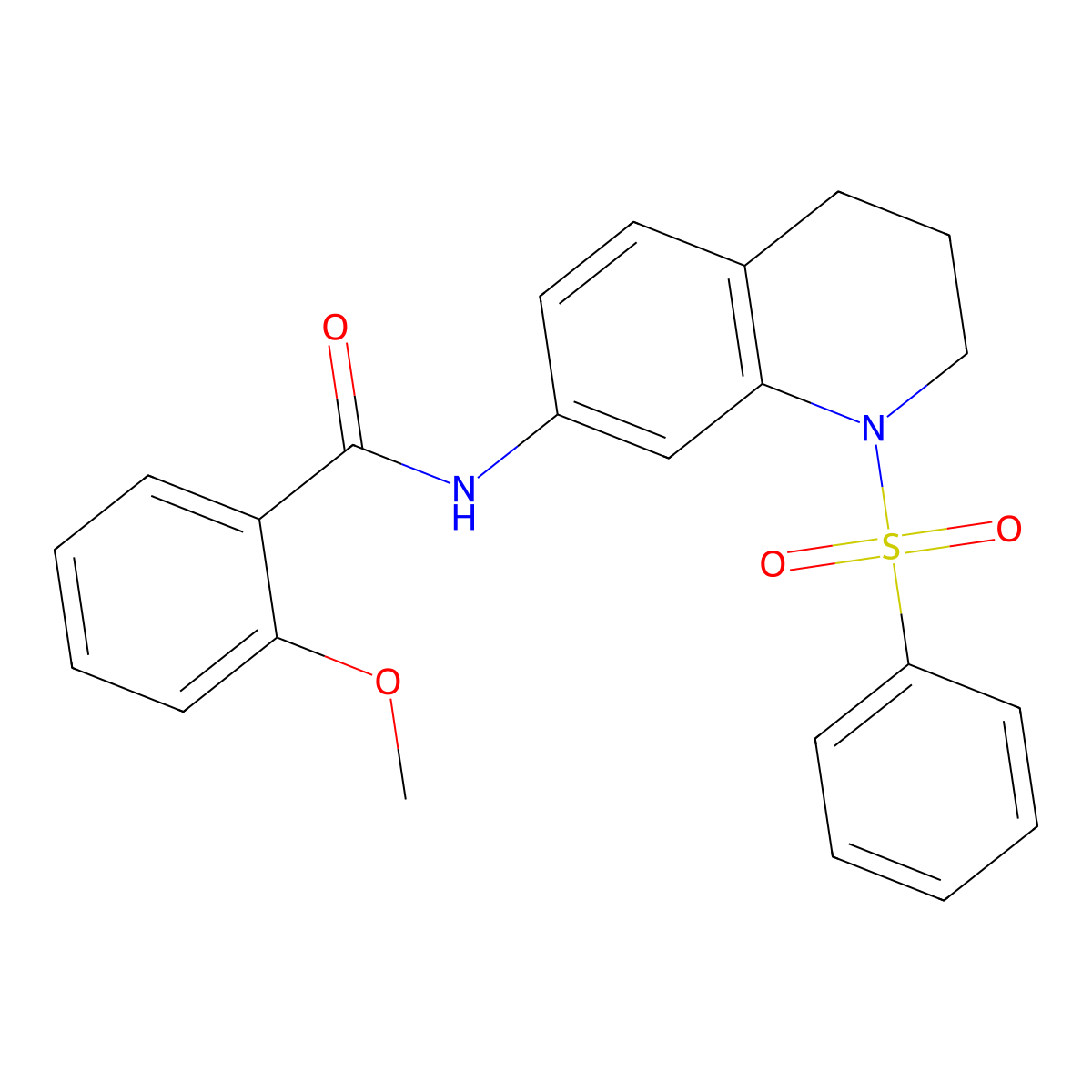 2-methoxy-N-(1-(phenylsulfonyl)-1,2,3,4-tetrahydroquinolin-7-yl)benzamide molecular structure, CAS 1005301-56-3