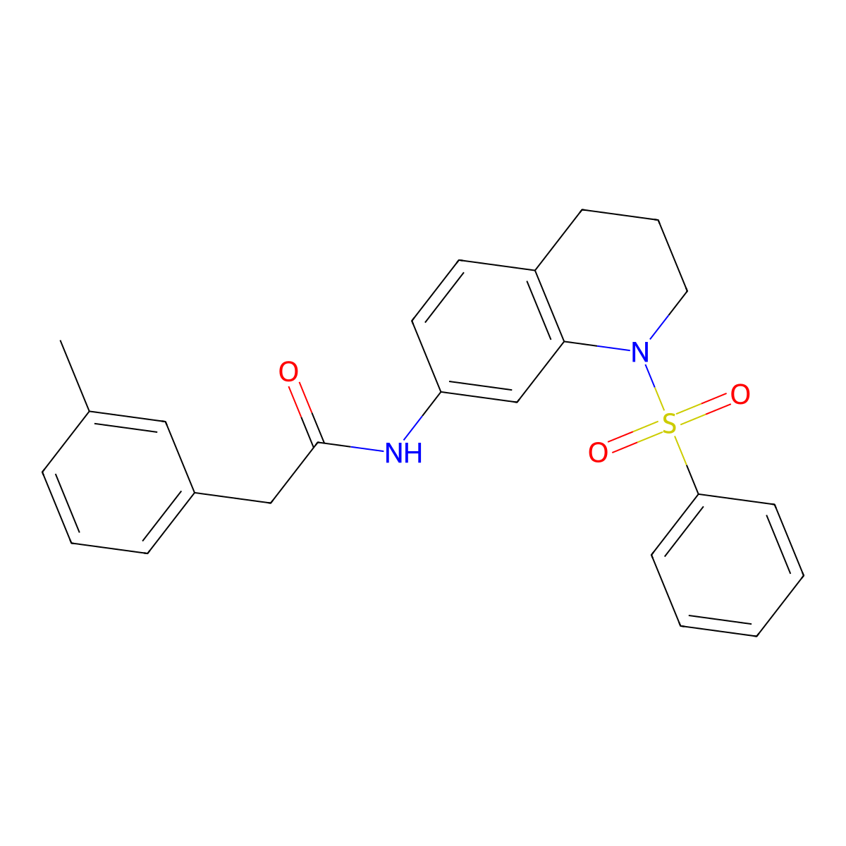 N-[1-(benzenesulfonyl)-3,4-dihydro-2H-quinolin-7-yl]-2-(3-methylphenyl)acetamide molecular structure, CAS 1005301-62-1