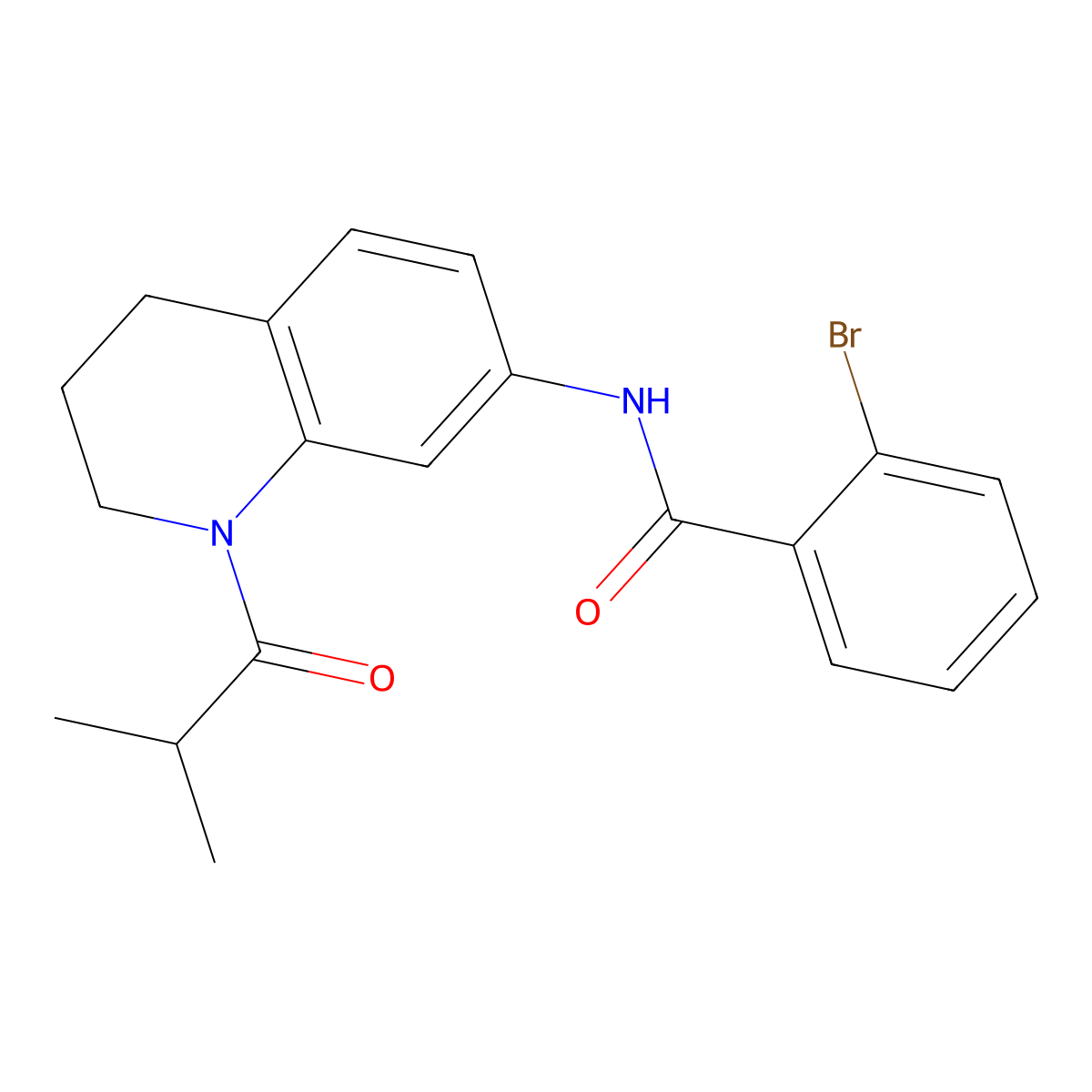 2-bromo-N-(1-isobutyryl-1,2,3,4-tetrahydroquinolin-7-yl)benzamide molecular structure, CAS 1005301-63-2