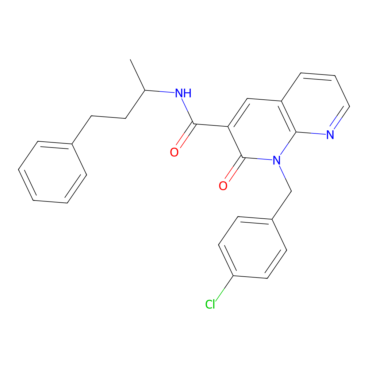 1-(4-chlorobenzyl)-2-oxo-N-(4-phenylbutan-2-yl)-1,2-dihydro-1,8-naphthyridine-3-carboxamide molecular structure, CAS 1005301-64-3