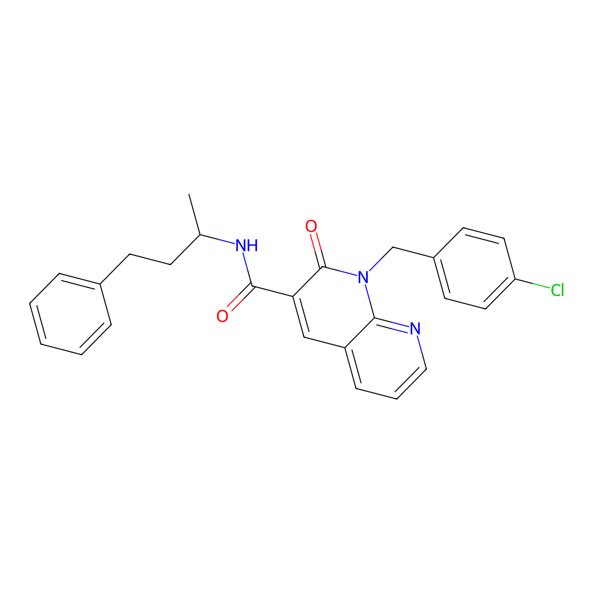 1-(4-chlorobenzyl)-2-oxo-N-(4-phenylbutan-2-yl)-1,2-dihydro-1,8-naphthyridine-3-carboxamide molecular structure, CAS 1005301-64-3