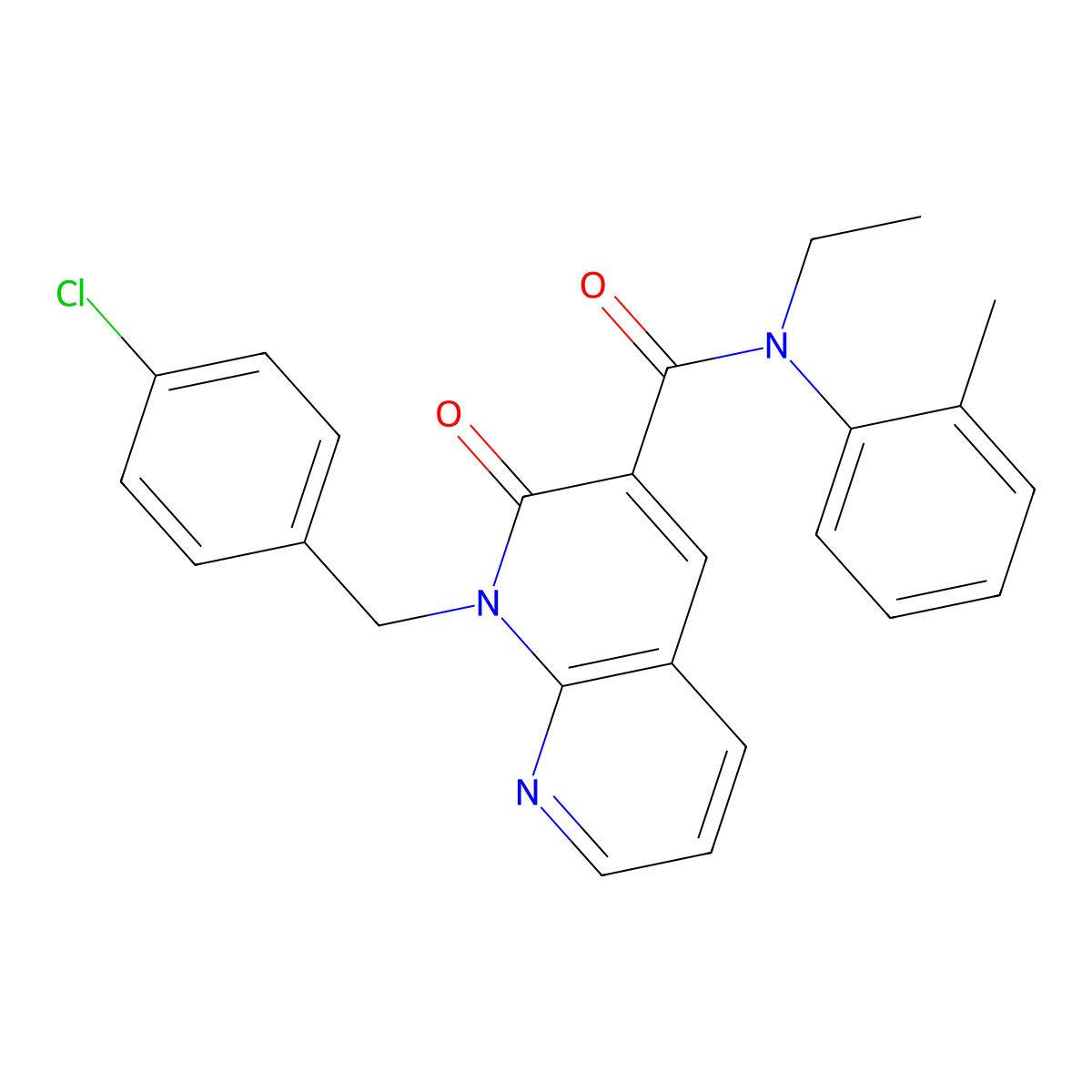 1-(4-chlorobenzyl)-N-ethyl-2-oxo-N-(o-tolyl)-1,2-dihydro-1,8-naphthyridine-3-carboxamide molecular structure, CAS 1005301-66-5