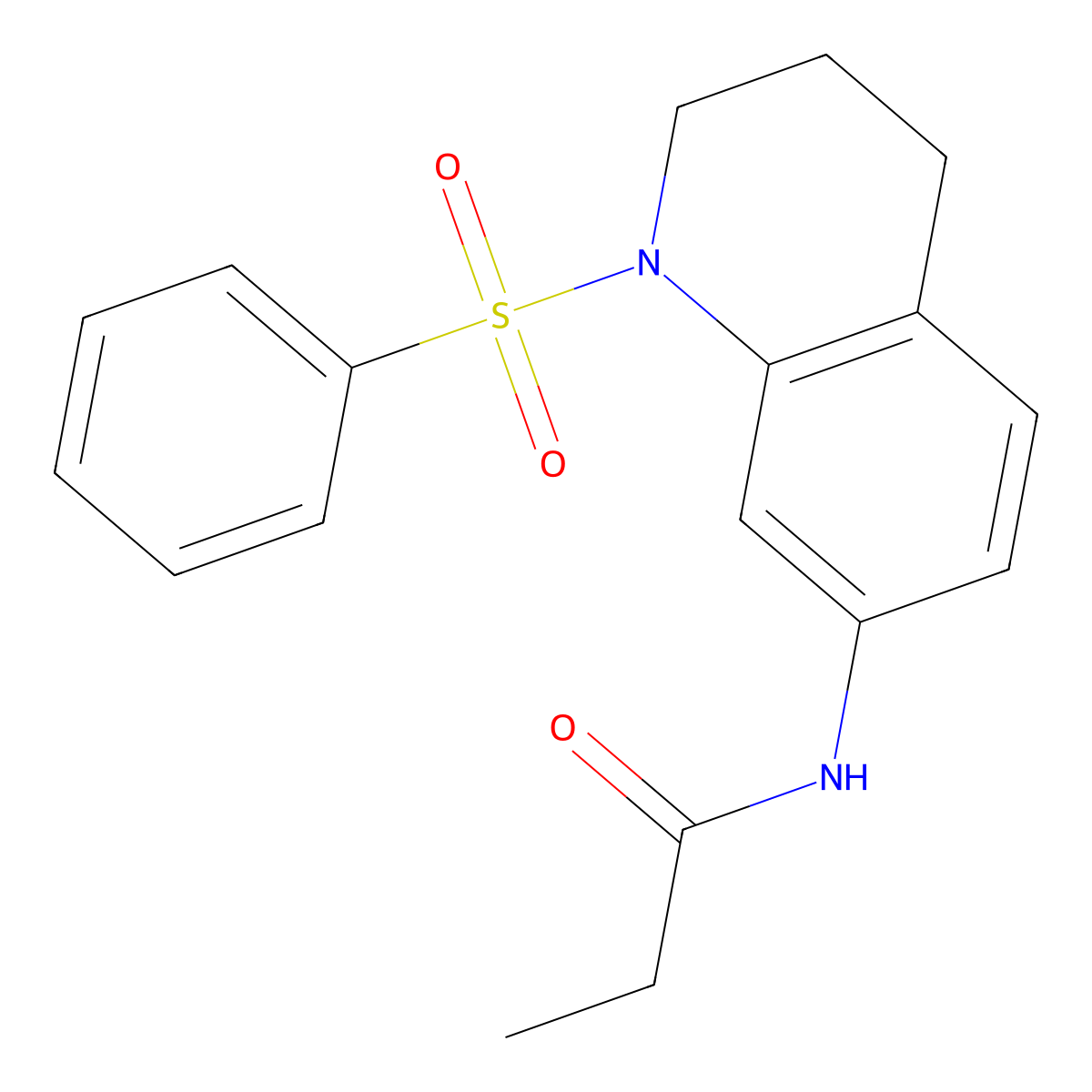 N-[1-(benzenesulfonyl)-3,4-dihydro-2H-quinolin-7-yl]propanamide molecular structure, CAS 1005301-67-6