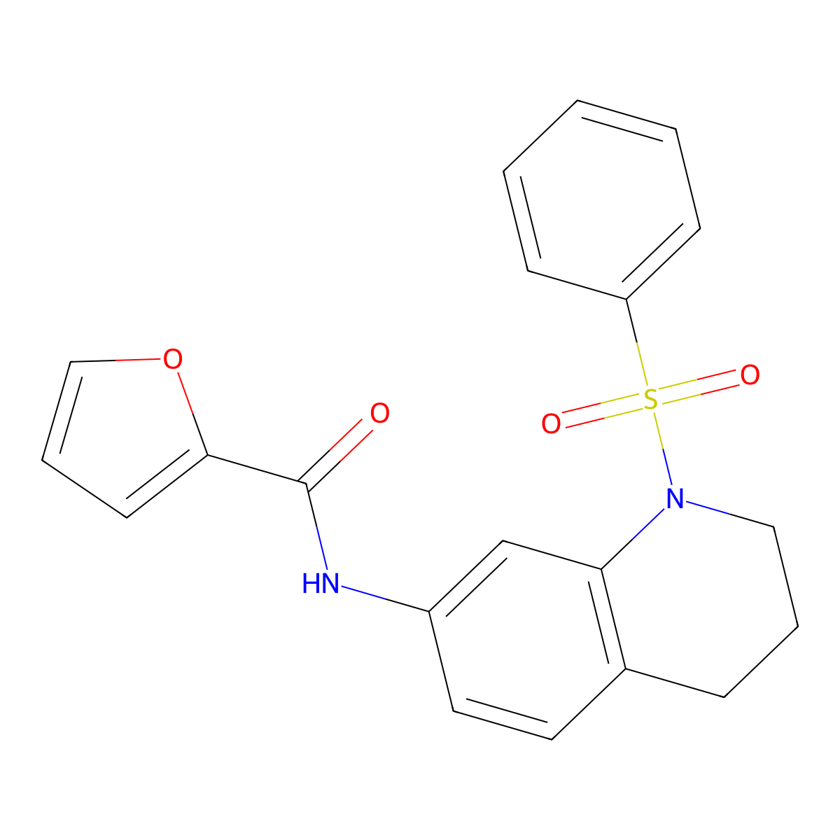 N-[1-(benzenesulfonyl)-3,4-dihydro-2H-quinolin-7-yl]furan-2-carboxamide molecular structure, CAS 1005301-70-1