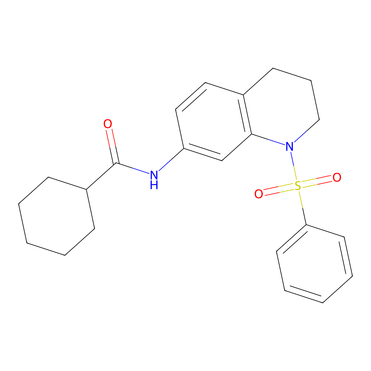 N-[1-(benzenesulfonyl)-3,4-dihydro-2H-quinolin-7-yl]cyclohexanecarboxamide molecular structure, CAS 1005301-79-0