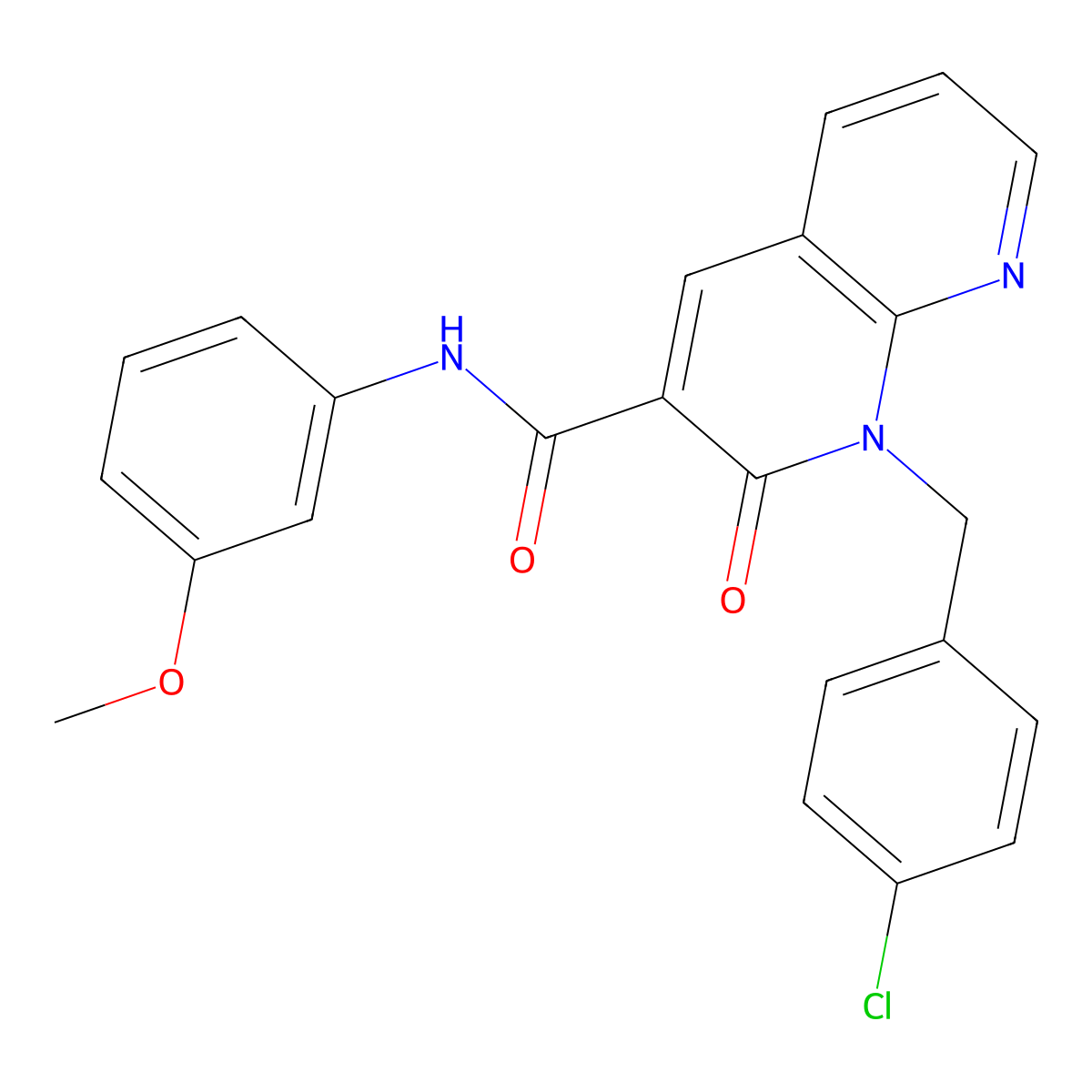 1-(4-chlorobenzyl)-N-(3-methoxyphenyl)-2-oxo-1,2-dihydro-1,8-naphthyridine-3-carboxamide molecular structure, CAS 1005301-81-4
