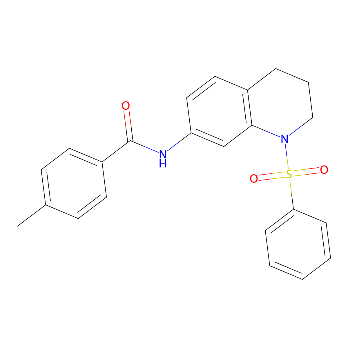 N-[1-(benzenesulfonyl)-3,4-dihydro-2H-quinolin-7-yl]-4-methylbenzamide molecular structure, CAS 1005301-82-5