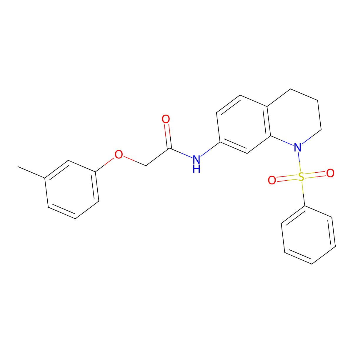 2-(3-methylphenoxy)-N-[1-(phenylsulfonyl)-1,2,3,4-tetrahydroquinolin-7-yl]acetamide molecular structure, CAS 1005301-85-8